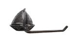 Rustic Silver Cast Iron Sailboat Toilet Paper Holder 11""