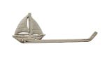 Whitewashed Cast Iron Sailboat Toilet Paper Holder 11""