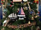 Wooden USA Flag Sailboat Model Christmas Tree Ornament