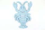 Rustic Dark Blue Whitewashed Cast Iron Lobster Trivet 11""