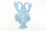 Rustic Dark Blue Whitewashed Cast Iron Lobster Trivet 11""