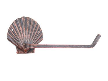 Rustic Copper Cast Iron Shell Toilet Paper Holder 10&quot;