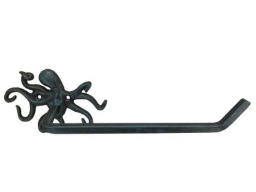 Seaworn Blue Cast Iron Octopus Hand Towel Holder 11""