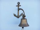 Antique Brass Hanging Anchor Bell 8""