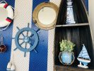 Rustic All Light Blue Decorative Ship Wheel With Anchor 18""