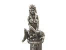 Antique Silver Cast Iron Mermaid Extra Toilet Paper Stand 16&quot;