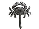 Rustic Silver Cast Iron Wall Mounted Crab Hook 5""