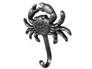 Rustic Silver Cast Iron Wall Mounted Crab Hook 5""