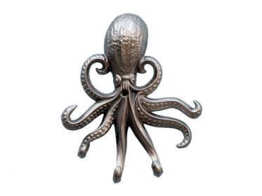 Silver Finish Wall Mounted Octopus Hooks 7""