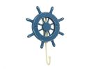 Rustic All Light Blue Decorative Ship Wheel with Hook 8&quot;