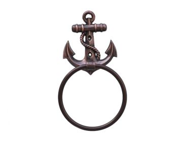 Antique Copper Anchor Towel Holder 9""