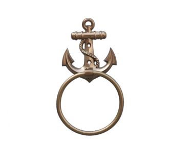 Antique Brass Anchor Towel Holder 9""