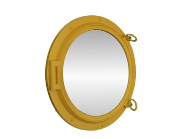 Yellow Decorative Ship Porthole Mirror 24""