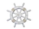 Rustic White Decorative Ship Wheel With Seashell 12""