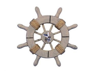 Rustic Decorative Ship Wheel With Seagull 6&quot;