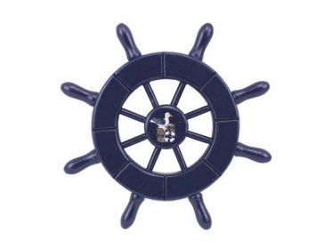 Dark Blue Decorative Ship Wheel With Seagull 6&quot;