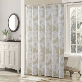 Muwago Vintage White Large Print Shower Curtain Beige Waterproof And Anti-Mould Bathing Partition Curtain Fabric Bathroom Decor (size: W72"*H78")