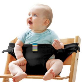 Portable Baby Chair Safety Cloth Harness for Infant Toddler Feeding Highchair Accessories (Color: black)