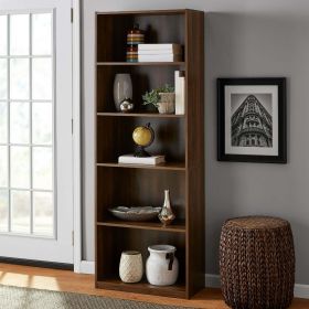 5-Shelf Bookcase with Adjustable Shelves, Rustic Oak (Actual Color: Canyon Walnut)