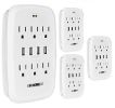 6 Outlet Wall Plug Extender with 4 USB Ports (4.8A Total); Multi Plug Outlet Adapter Wall Surge Protector 15A Electrical Outlet Expander with USB Port