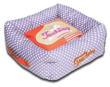 Touchdog Polka-Striped Polo Easy Wash Squared Fashion Dog Bed (size: medium)