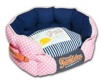 Touchdog Polka-Striped Polo Rounded Fashion Dog Bed (size: medium)