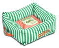 Touchdog Neutral-Striped Ultra-Plush Easy Wash Squared Designer Dog Bed