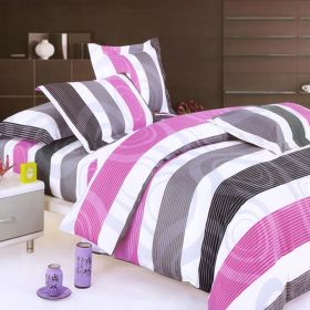 Blancho Bedding - [Pink Purple Swirls] 100% Cotton 7PC Bed In A Bag (Full Size) (Sku: Biab(Hm12-2/Cfr01-2/Plw01X2))