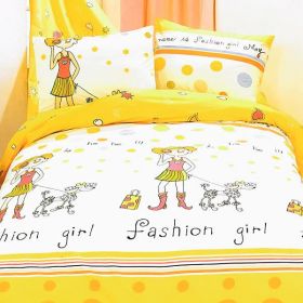 Blancho Bedding - [Fashion Girl(Serene City)] 100% Cotton 7PC Bed In A Bag (Full Size) (Sku: Biab(Hm02-2/Cfr01-2/Plw01X2))