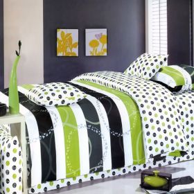 Blancho Bedding - [Green Olive] 100% Cotton 7PC Bed In A Bag (Queen Size) (Sku: Biab(Hm36-3/Cfr01-3/Plw01X2))