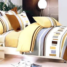 Blancho Bedding - [Brown Abstract] 100% Cotton 7PC Bed In A Bag (Queen Size) (Sku: Biab(Mh32-3/Cfr01-3/Plw01X2))