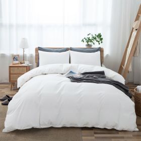 100% Washed Cotton Duvet Cover Set, Durable Fade-Resistant Natural Bedding Set (No Comforter) (Color: White, size: King)