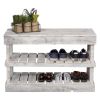 Woven Paths Rustic Wood 2 -Tier Shoe Rack Bench with Storage, Brown