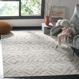 Adirondack Lecia Geometric Area Rug, Light Grey/Grey, 6' x 9' (Color: Light Grey/Grey, size: 6' x 9')