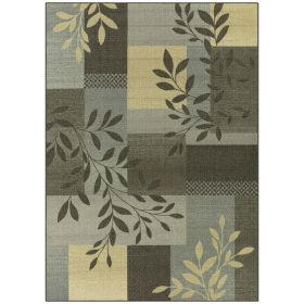 Traditional Leaf Block Multicolor Print Area Rug, 5' x 7' (Color: Gray, size: 5' x 7')