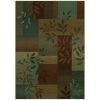 Traditional Leaf Block Multicolor Print Area Rug, 5' x 7'