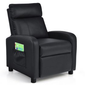 Ergonomic PU Leather Kids Recliner Lounge Sofa for 3-12 Age Group (Color: black)