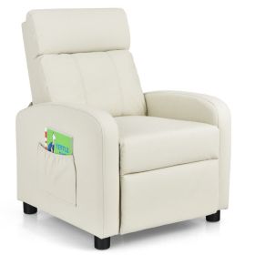 Ergonomic PU Leather Kids Recliner Lounge Sofa for 3-12 Age Group (Color: White)