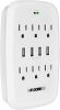 6 Outlet Wall Plug Extender with 4 USB Ports (4.8A Total); Multi Plug Outlet Adapter Wall Surge Protector 15A Electrical Outlet Expander with USB Port