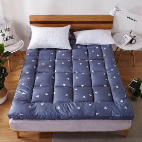 Mattress Topper Pad Quilted Mattress Cover Bed Protector King Queen Full Twin Size (Color: Blue Triangles, size: King)