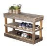 Woven Paths Rustic Wood 2 -Tier Shoe Rack Bench with Storage, Brown