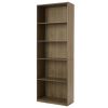 5-Shelf Bookcase with Adjustable Shelves, Rustic Oak