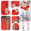 3 Pcs Christmas Bathroom Rugs Set Contour Non-slip Toilet Mats