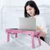 Foldable Laptop Table Bed Notebook Desk with Cooling Fan Mouse Board LED light 4 xUSB Ports Breakfast Snacking Tray