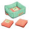 Touchdog Neutral-Striped Ultra-Plush Easy Wash Squared Designer Dog Bed