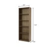 5-Shelf Bookcase with Adjustable Shelves, Rustic Oak