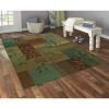 Traditional Leaf Block Multicolor Print Area Rug, 5' x 7'